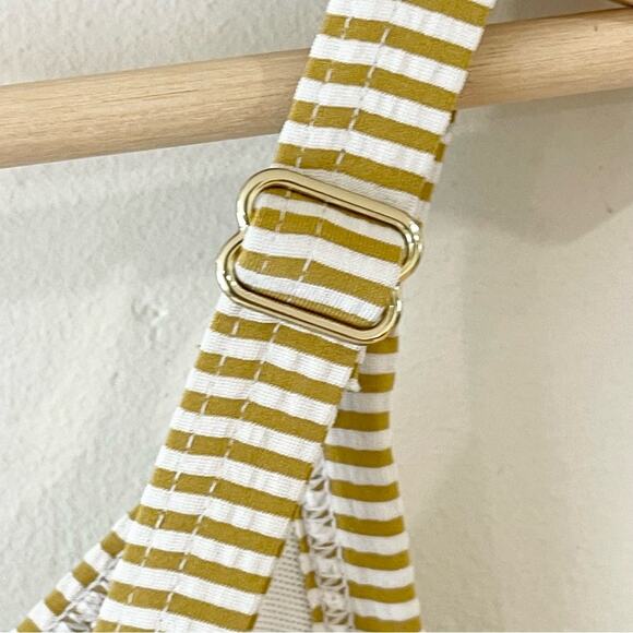 Sunseeker Striped Off White and Mustard Yellow One-Piece Swimsuit Size 6 - Picture 7 of 12